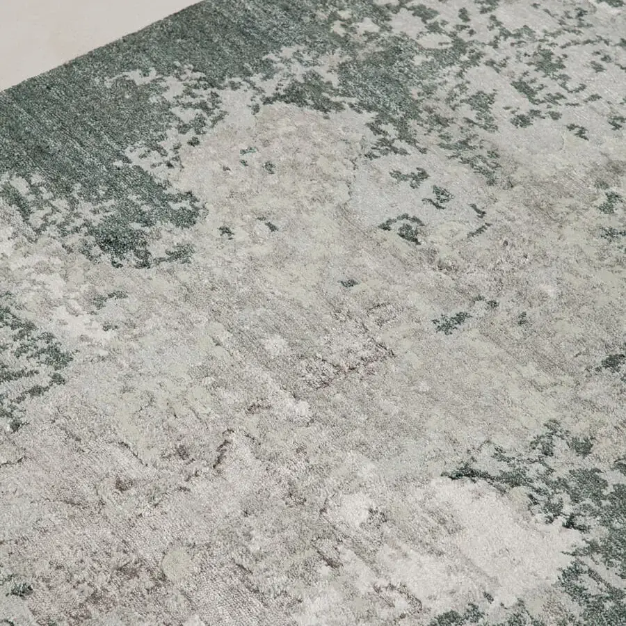 Superior Amini Pangea Geo rug hand-knotted in wool and bamboo silk with a hand-washed carved finish