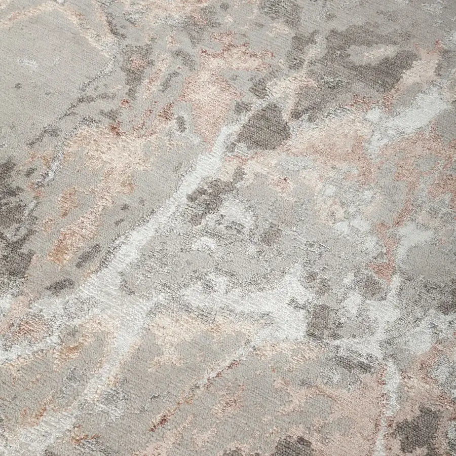 Lavish Amini Pangea Geo rug hand-knotted in wool and bamboo silk with swirling abstract patterns and hand-washed finish