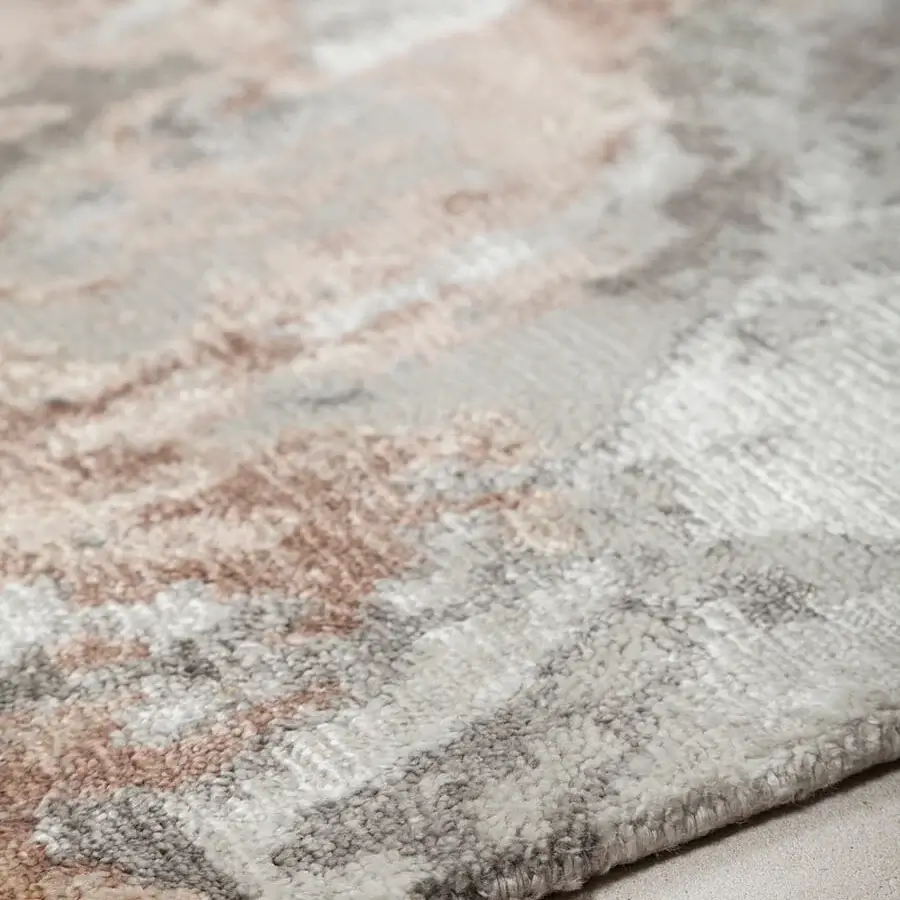 Distinguished Amini Pangea Geo rug hand-knotted in wool and bamboo silk with a hand-washed, clipped, carved texture