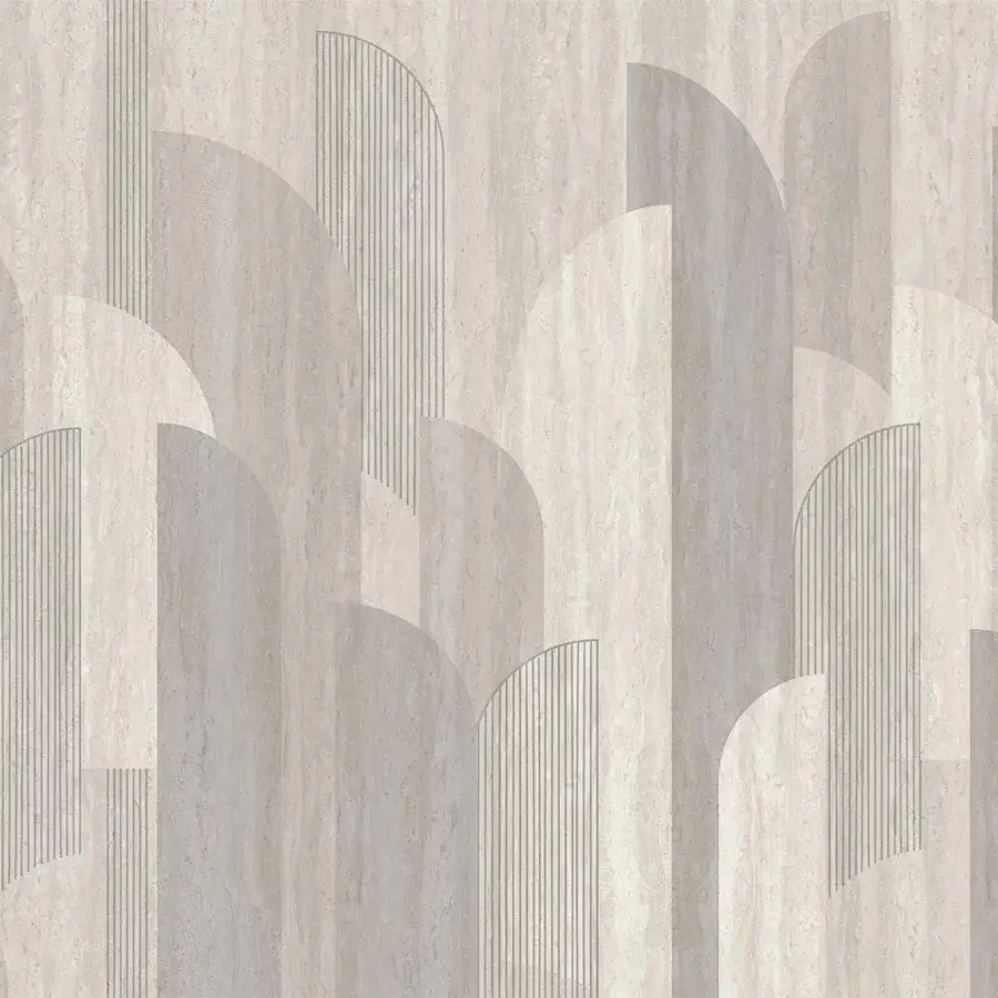 Superior Adriani e Rossi Arc wallpaper exhibits geometric patterns in neutral gray with a fiberglass base for added depth