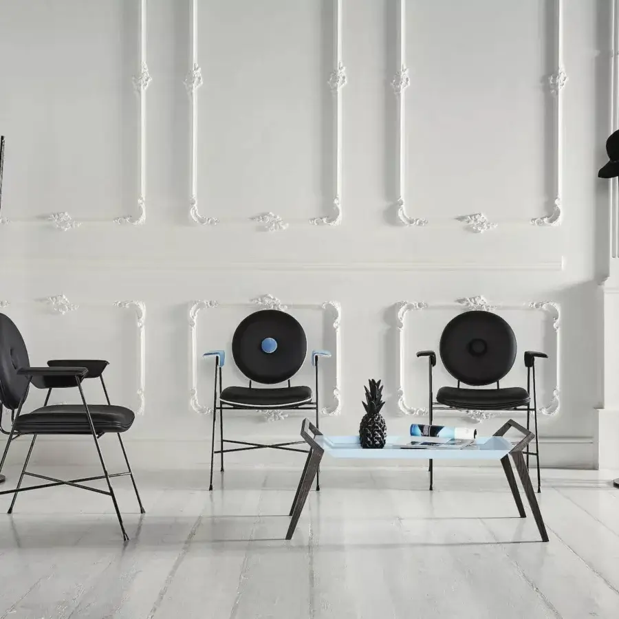 Exceptional Bontempi Hula coat rack with slender metal rods and matte black finish crafted in Italy
