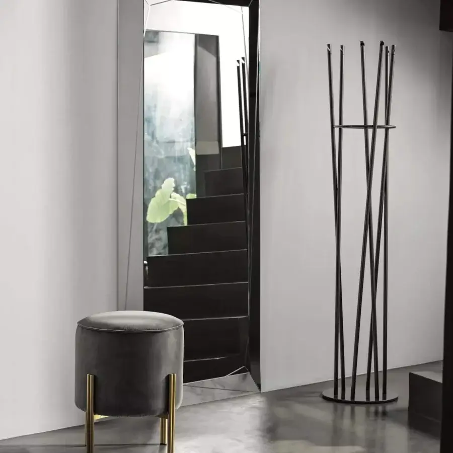 Superior Bontempi Hula coat rack crafted with slender intersecting metal rods in dark gray matte finish