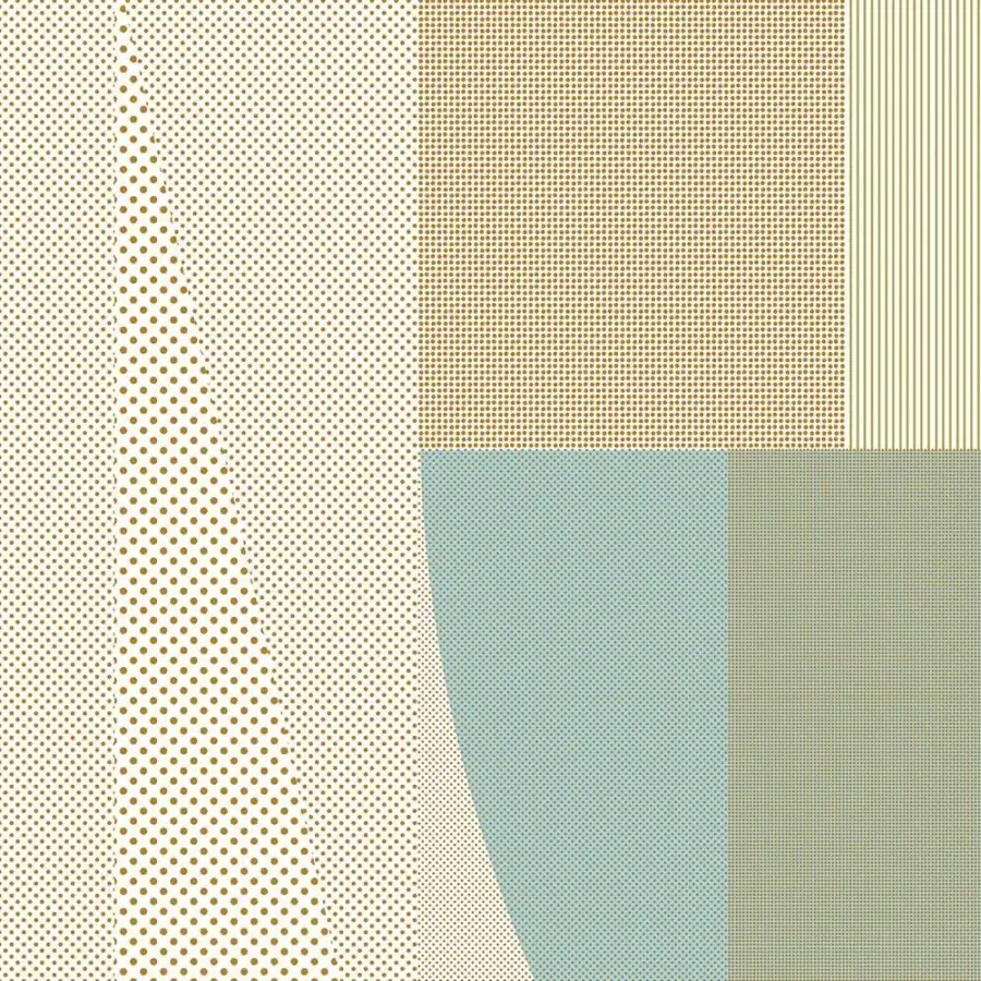 Distinguished Adriani e Rossi Hemlet wallpaper with geometric design in pale beige, muted blue, and golden yellow fiberglass base