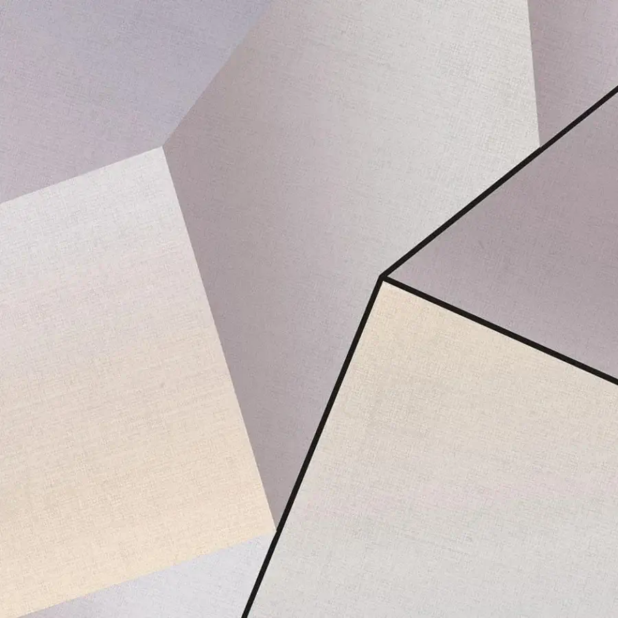 Distinguished Adriani e Rossi Genius wallpaper with a contemporary geometric design in pale lavender and beige fiberglass with a matte finish