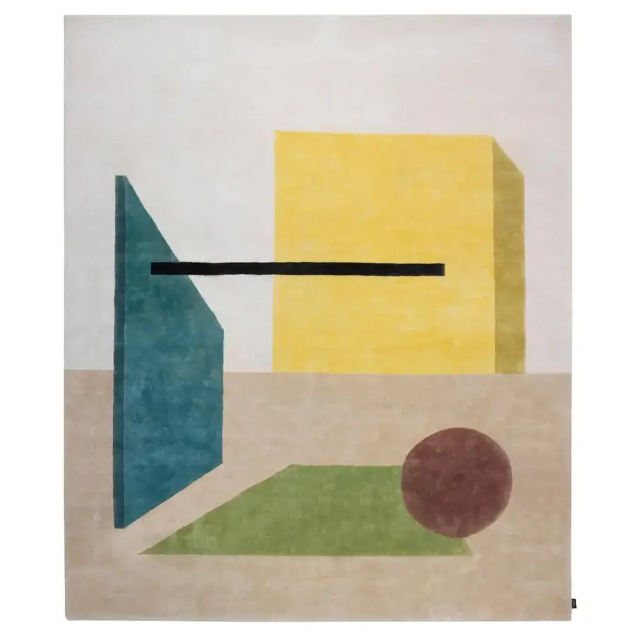 Distinguished Amini Nostalghia rug with contemporary geometric design crafted in organic cotton and finished with natural dyes