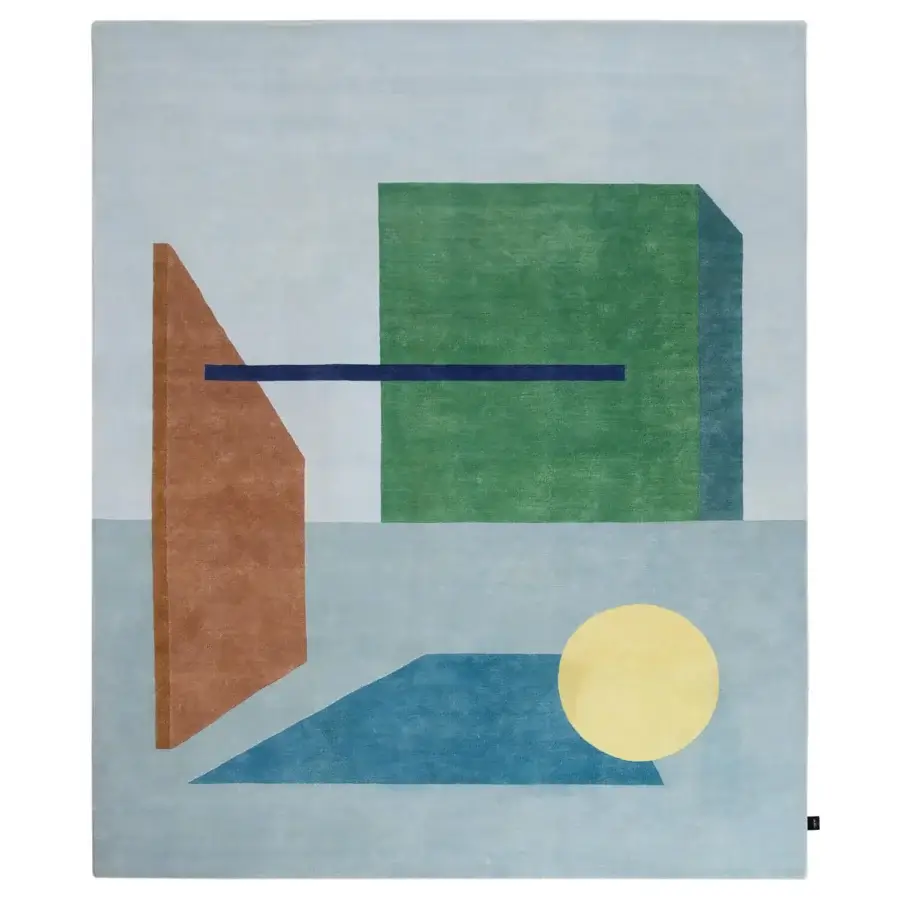 Captivating Amini Nostalghia rug with abstract geometric design crafted in organic cotton and natural dyes