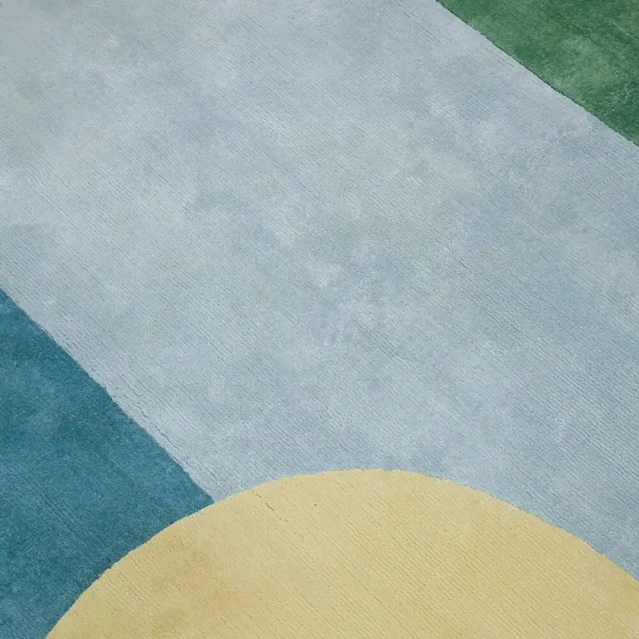 Distinguished Amini Nostalghia rug with geometric design hand-knotted in organic cotton with natural dyes and meticulous carving