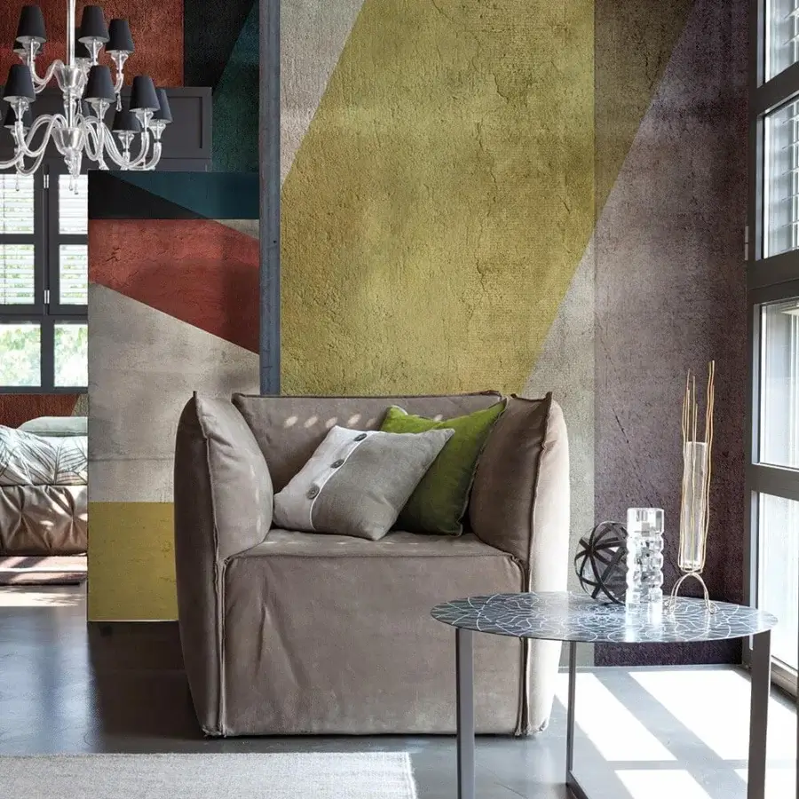 Distinguished Adriani e Rossi Diagonal Wallpaper with bold geometric design and soft-touch base for a refined textured surface