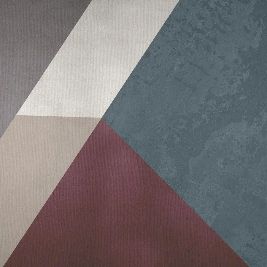 Exceptional Adriani e Rossi Geometric Wallpaper with intersecting shapes in teal, burgundy, beige, and gray fiberglass material