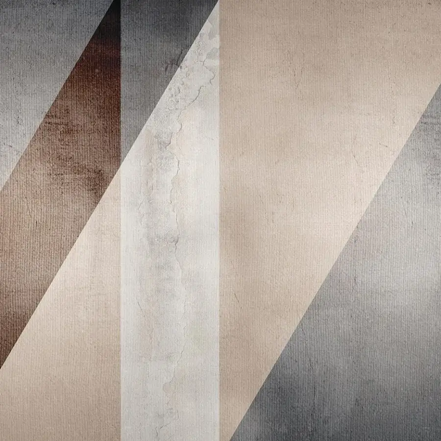 Distinguished Adriani e Rossi Geometric Wallpaper with intersecting rectangular shapes in gray, beige and brown tones with fiberglass base and matte finish