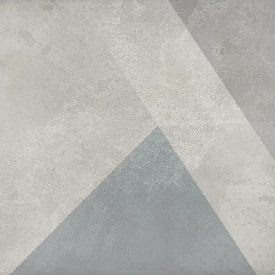 Elegant Adriani e Rossi Geometric Wallpaper with intersecting triangular forms in a muted gray palette and cement base layer with matte finish