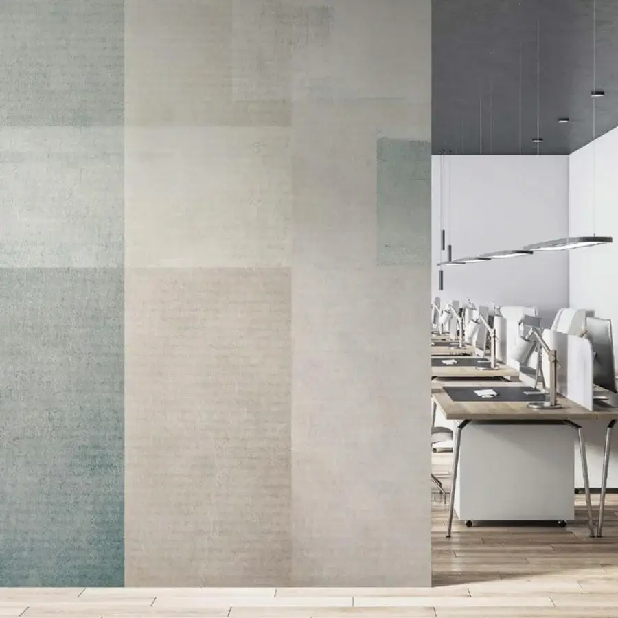 Exceptional Adriani e Rossi Opera wallpaper with geometric design in muted gray and blue-gray tones and soft-touch matte finish