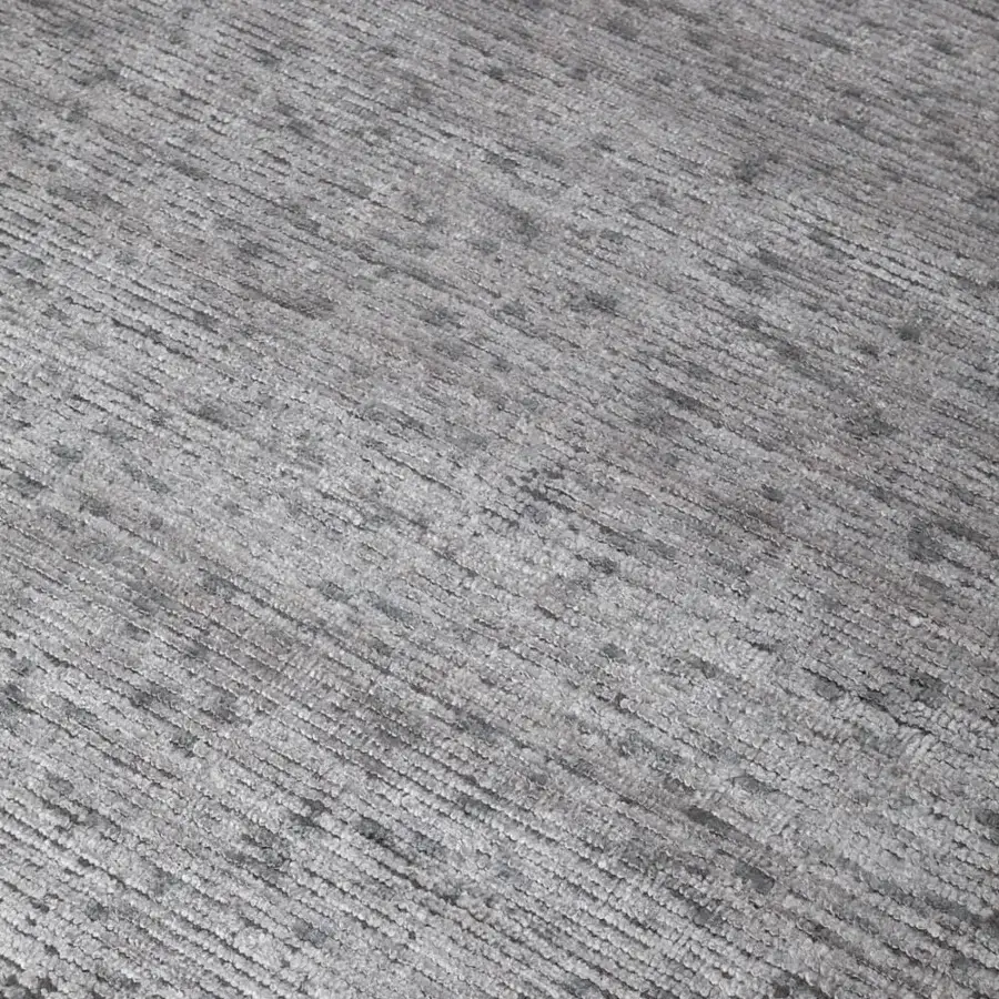 Distinguished Amini Perla rug hand-knotted with a blend of bamboo silk and wool in a muted gray palette with a clipped finish