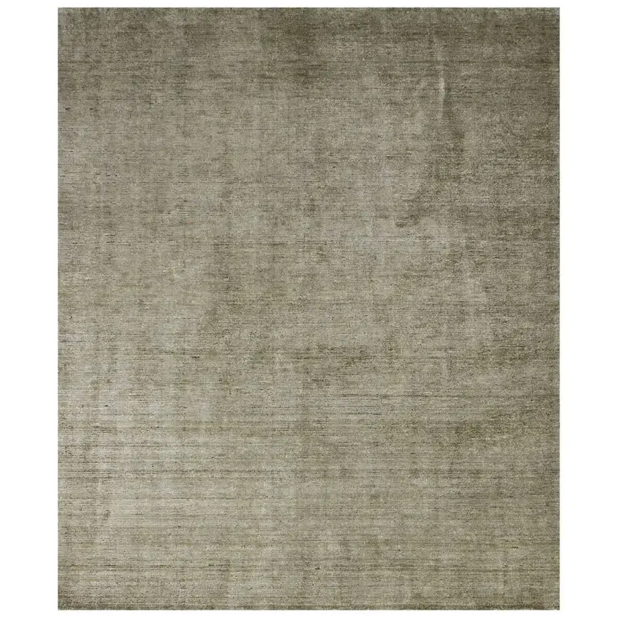Lavish Amini Perla rug hand-knotted in olive green bamboo silk and wool with a hand-washed clipped finish