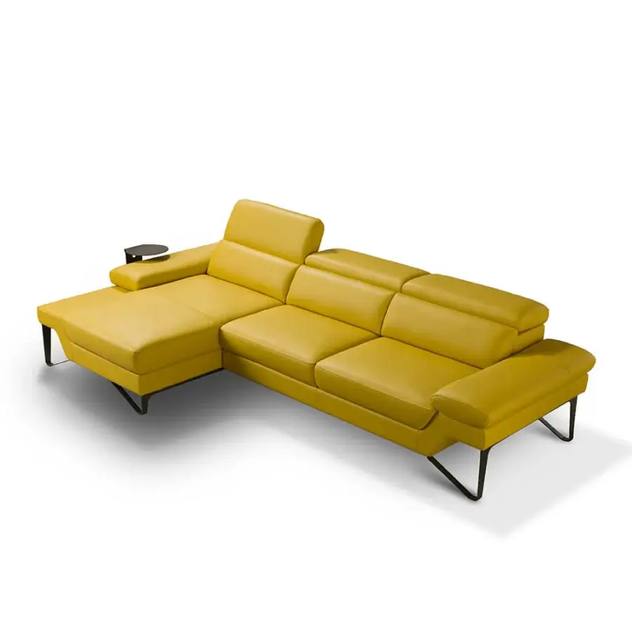 Exceptional Egoitaliano Princess reclining sectional in vibrant yellow upholstery crafted with polished stainless steel legs