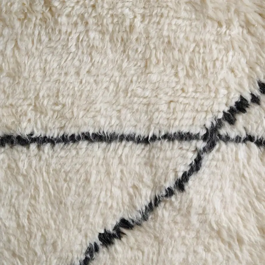 Distinguished Amini Nomadic rug hand-knotted in India with off-white and dark gray wool mohair blend with carved finish