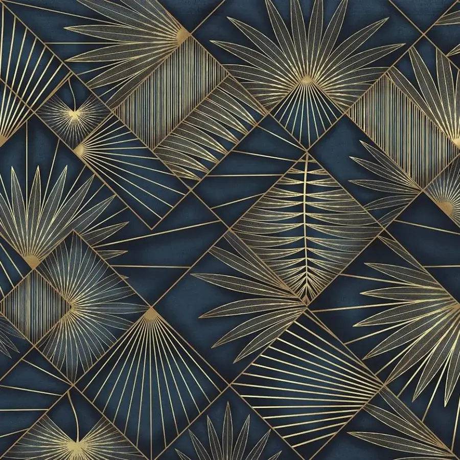 Distinguished Adriani e Rossi Naturalia wallpaper with Art Deco geometry in metallic gold and deep teal, crafted with a textured matte finish