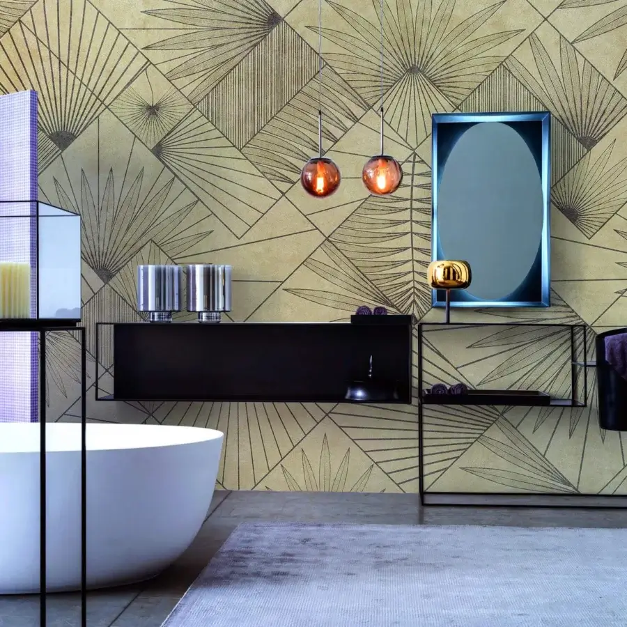Exceptional Adriani e Rossi Naturalia wallpaper with contemporary geometry in warm beige and soft-touch base layer