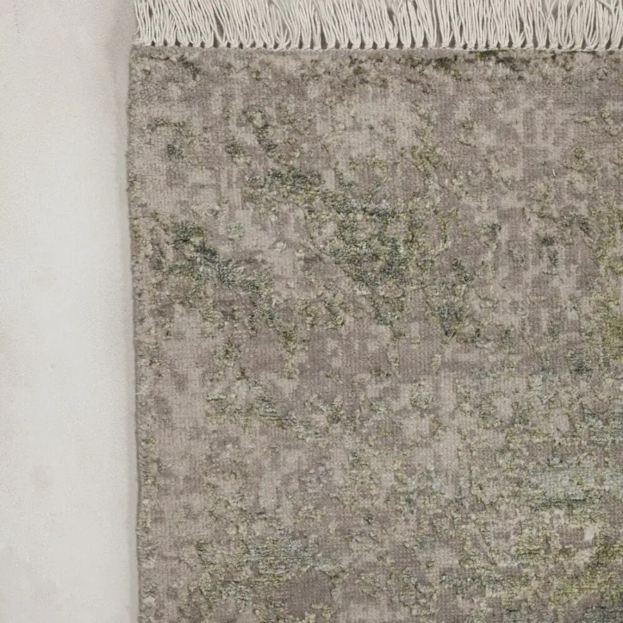 Lavish Amini Bellagio rug hand-knotted in India with wool and viscose exhibiting a textured two-level pile and hand-washed finish