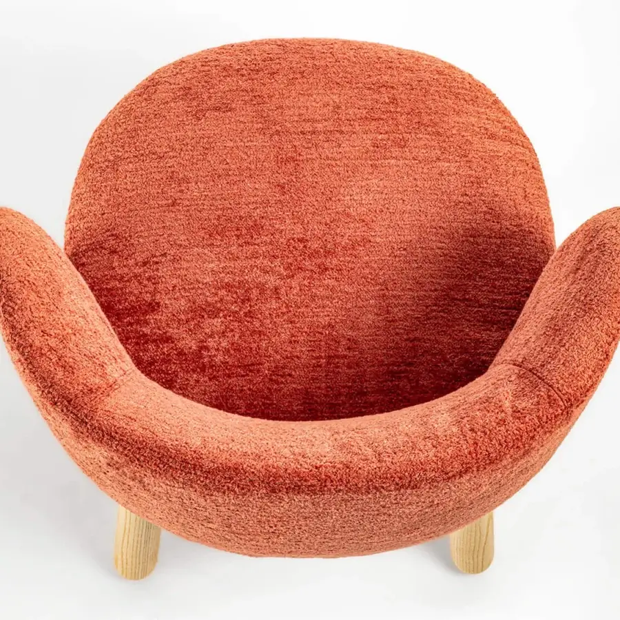 Superior Enrico Pellizzoni Isabel chair with terracotta textured fabric upholstery and natural ash legs crafted for inviting comfort