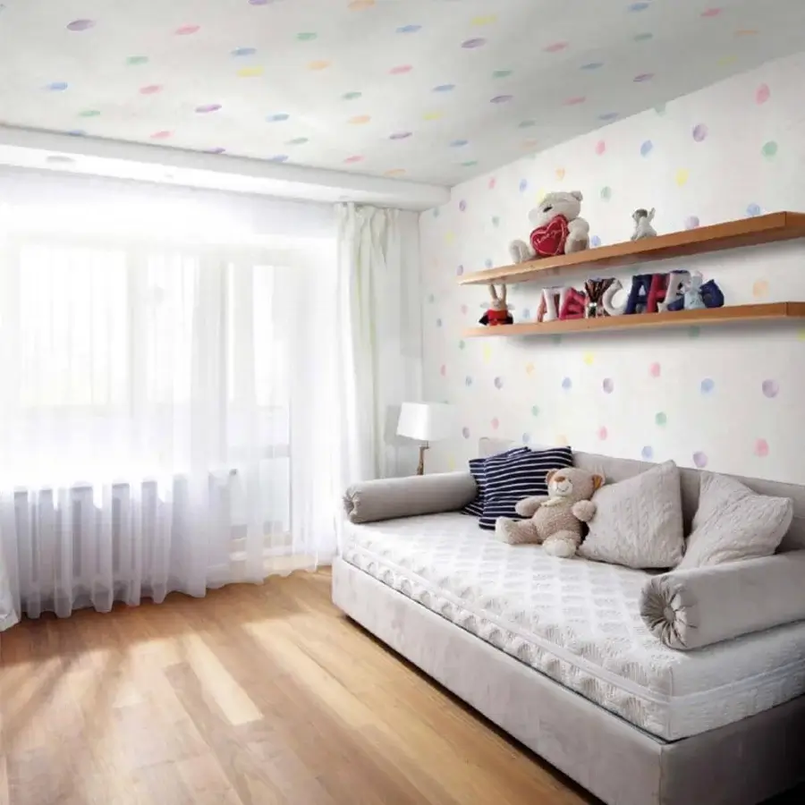 Distinguished Adriani e Rossi Kids Balls wallpaper with playful polka dots against soft white in premium textile with smooth matte finish