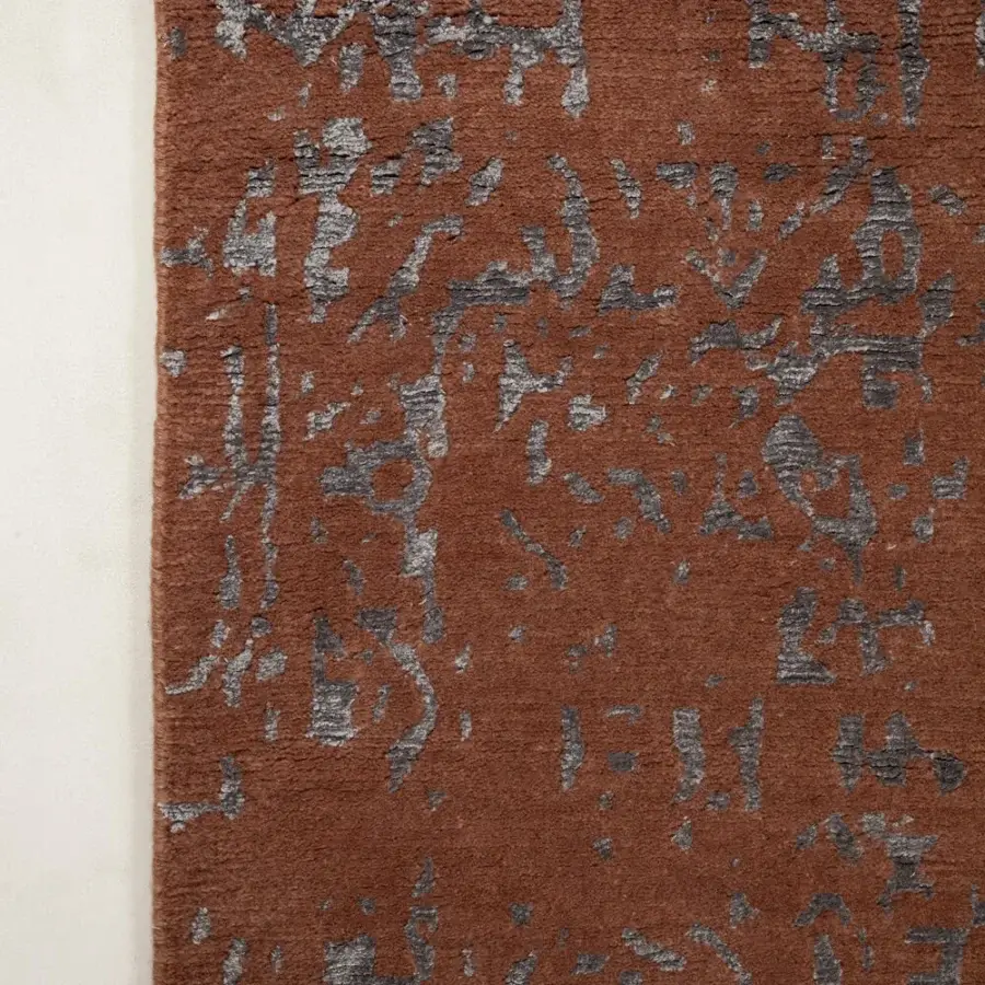 Distinguished Amini Artemisia rug hand-knotted in India with earthy browns and subtle grays wool viscose pile crafted with a textured finish
