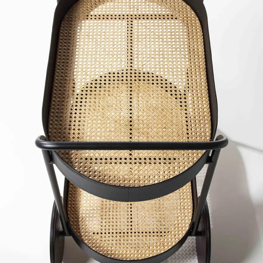 Distinguished Enrico Pellizzoni Route Trolley serving cart crafted with painted metal, wood trays edged in leather, and woven panels