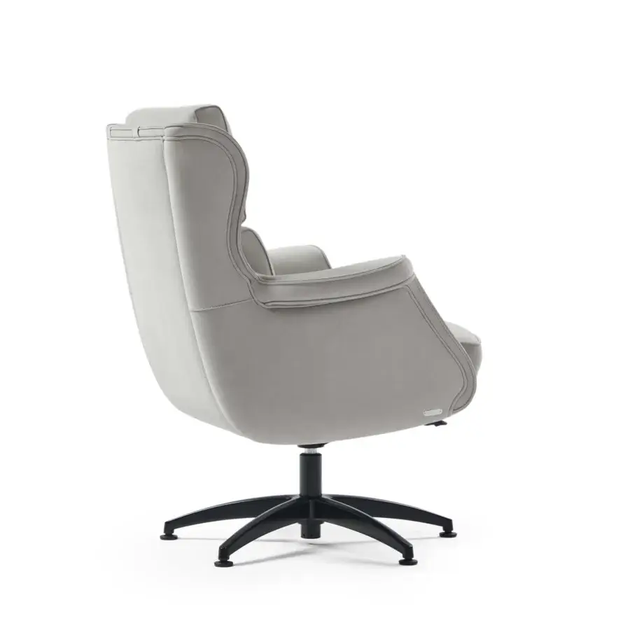 Remarkable Mascheroni One Office armchair built in smooth light gray synthetic material with a dark metal base