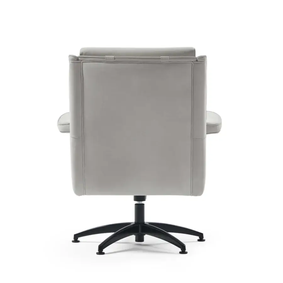 Superior Mascheroni One Office armchair upholstered in smooth light gray textile with a wooden structure