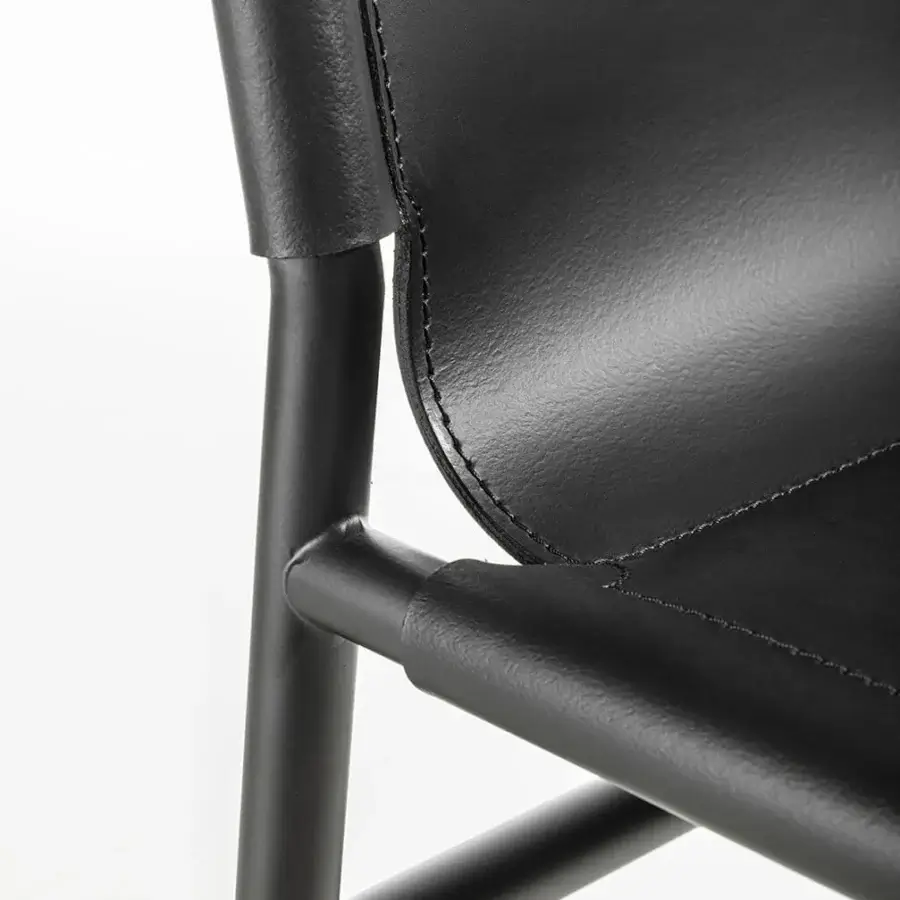 Superior Enrico Pellizzoni Elena chair with sleek geometric form crafted in luxurious leather and tubular metal with matte finish