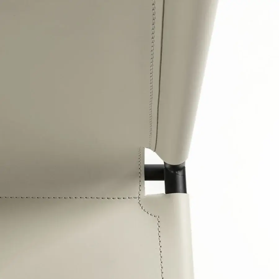 Exceptional Enrico Pellizzoni Elena stool built with pale off-white leather and matte metal frame