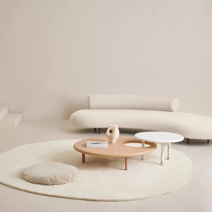 Distinguished Amini Ciclopi-Atollo rug crafted in pure organic wool with a hand-washed, clipped and carved finish