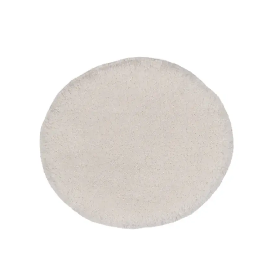 Distinguished Amini Ciclopi-Atollo rug hand-knotted in creamy off-white pure organic wool with a hand-washed clipped and carved finish