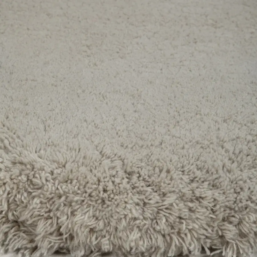 Distinguished Amini Ciclopi-Atollo rug hand-knotted in neutral beige pure organic wool with a hand-washed carved finish