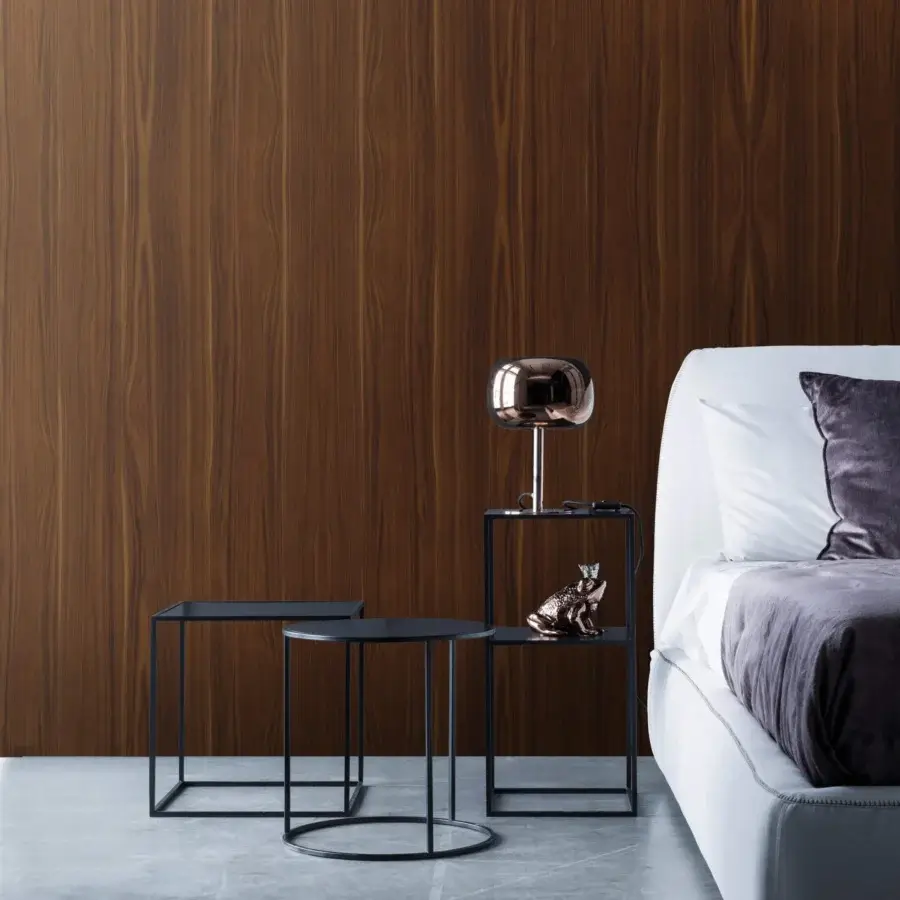 Exceptional Adriani e Rossi Walnut Wallpaper displays real printed material with medium-dark brown woodgrain and subtle knots