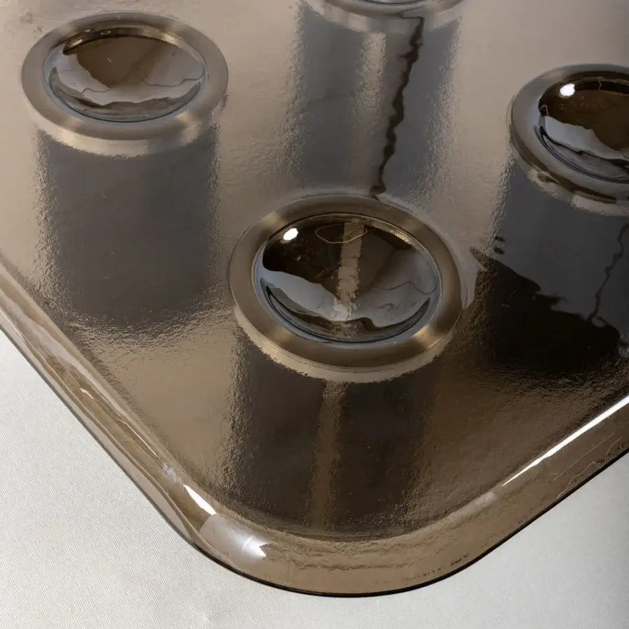 Distinguished Driade Coupelle coffee table built in translucent smoky brown thermoformed glass with a glossy finish