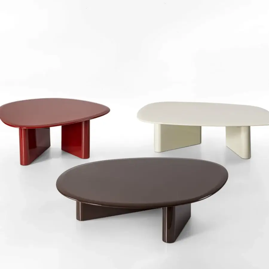 Superior Porada Callisto Brillo coffee table with a subtly convex tabletop and refined dark brown “Brillo” lacquer finish crafted in Italy