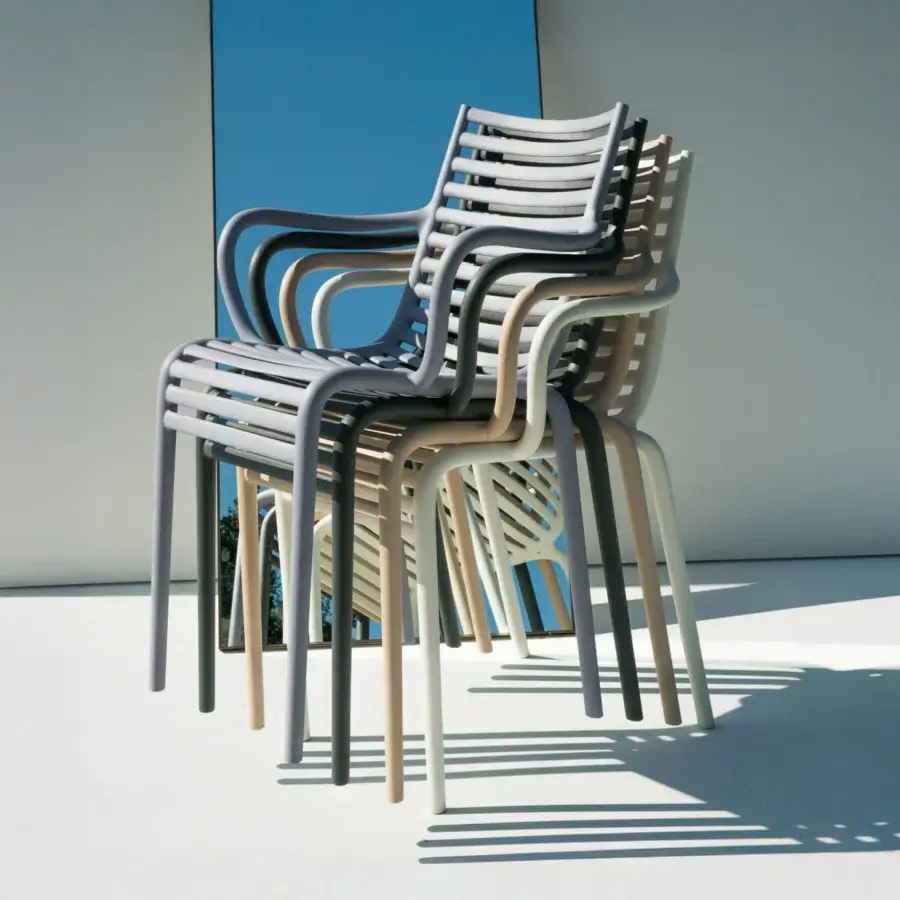 Distinctive Driade Pip-e chair crafted in lavender and gray polypropylene with a smooth, slightly textured finish