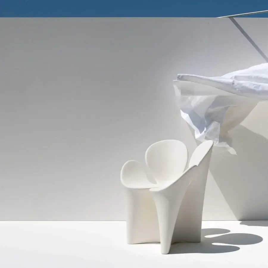 Exceptional Driade Clover armchair crafted from bright white polyethylene monoblock with a matte finish
