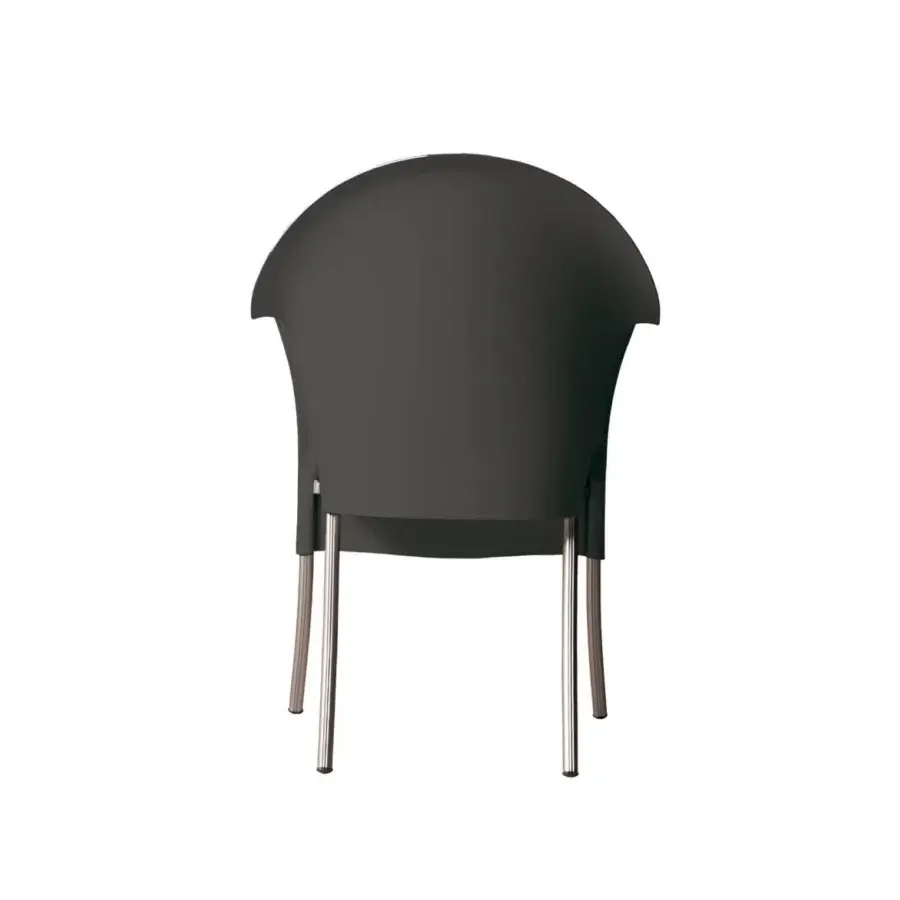 Exclusive Driade Lord Yo armchair with a molded polypropylene shell and refined aluminum structure in dark gray with matte finish
