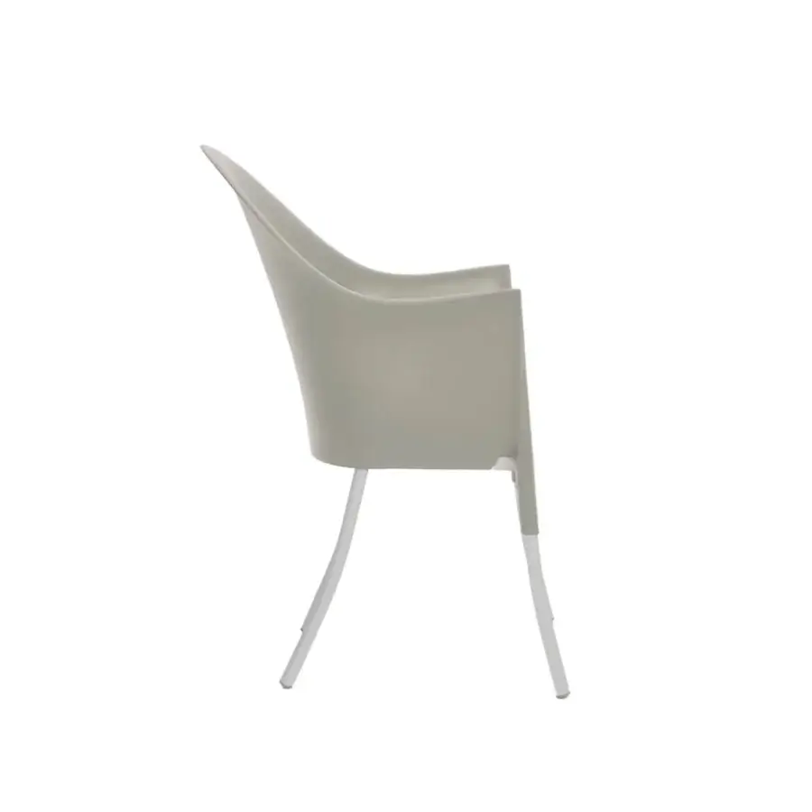 Superior Driade Lord Yo armchair with a molded polypropylene shell and white aluminum structure crafted in Italy with a matte finish