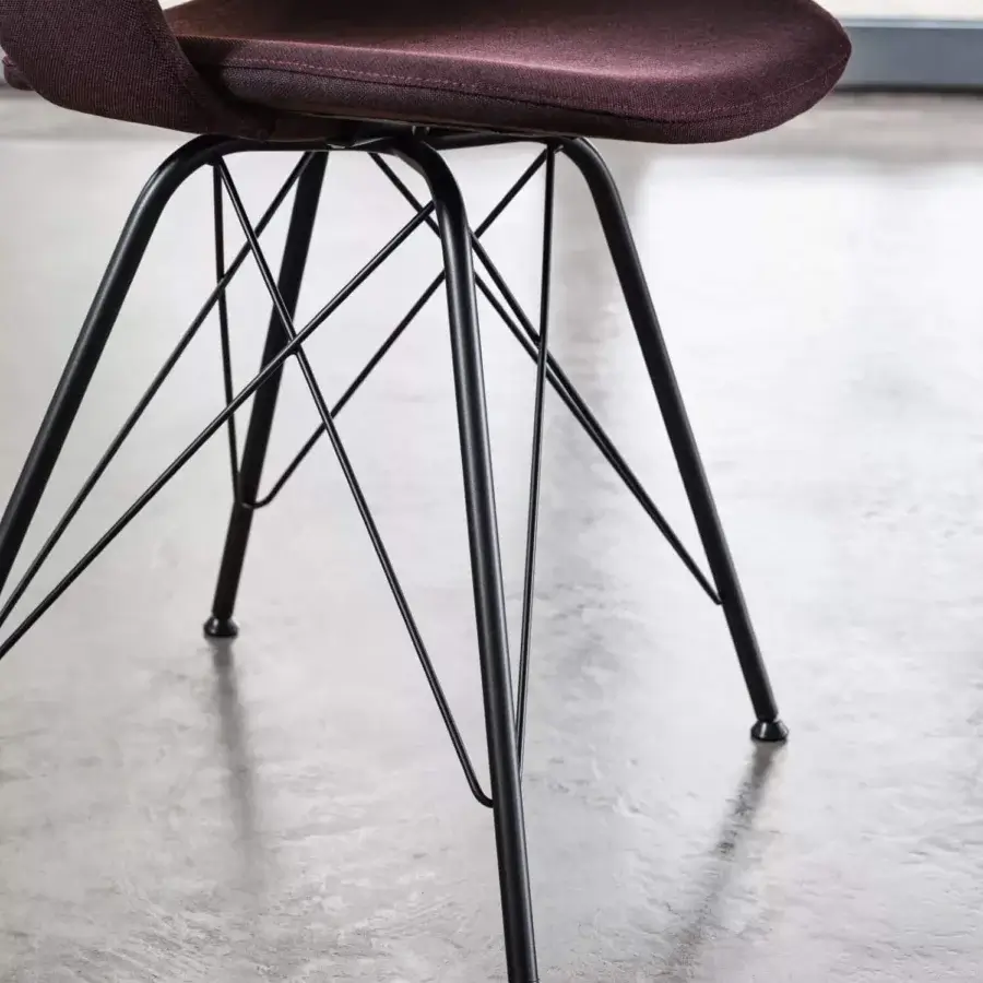 Distinguished Bontempi Polo chair with deep plum textile upholstery and matte black powder-coated spider base