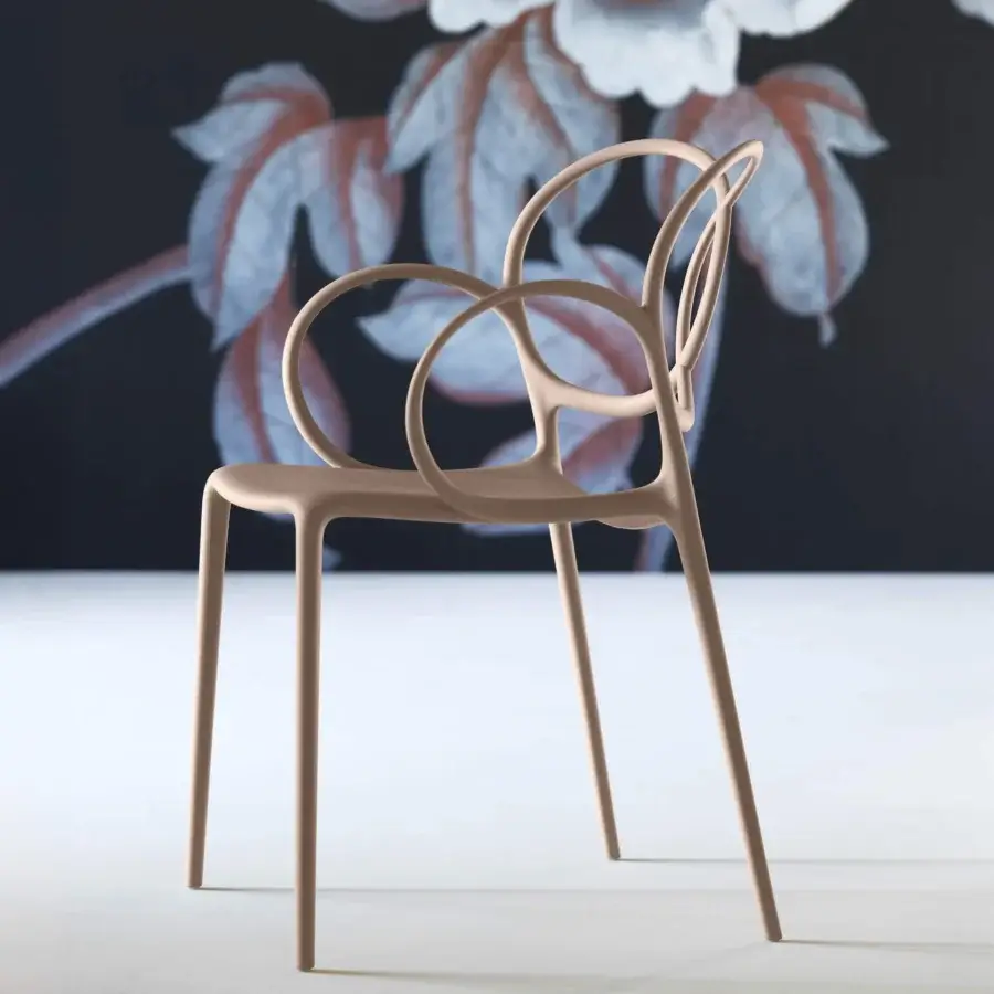 Superior Driade Sissi chair molded in warm beige polypropylene copolymer reinforced with glass fiber and matte finish