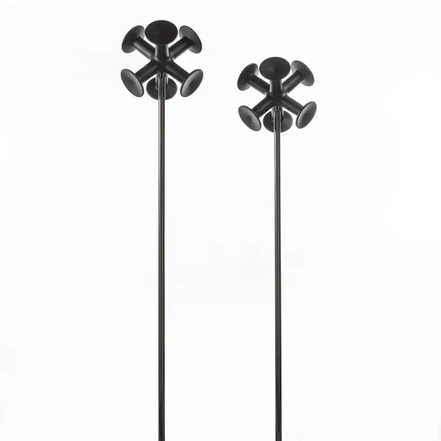 Distinguished Porada Nodo coat rack crafted in solid ash wood and metal with a matte black finish