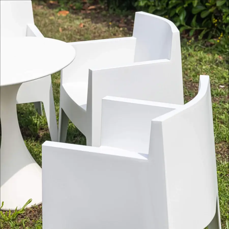 Superior Driade Toy armchair with bold geometric form built in matte white polypropylene for modern interiors