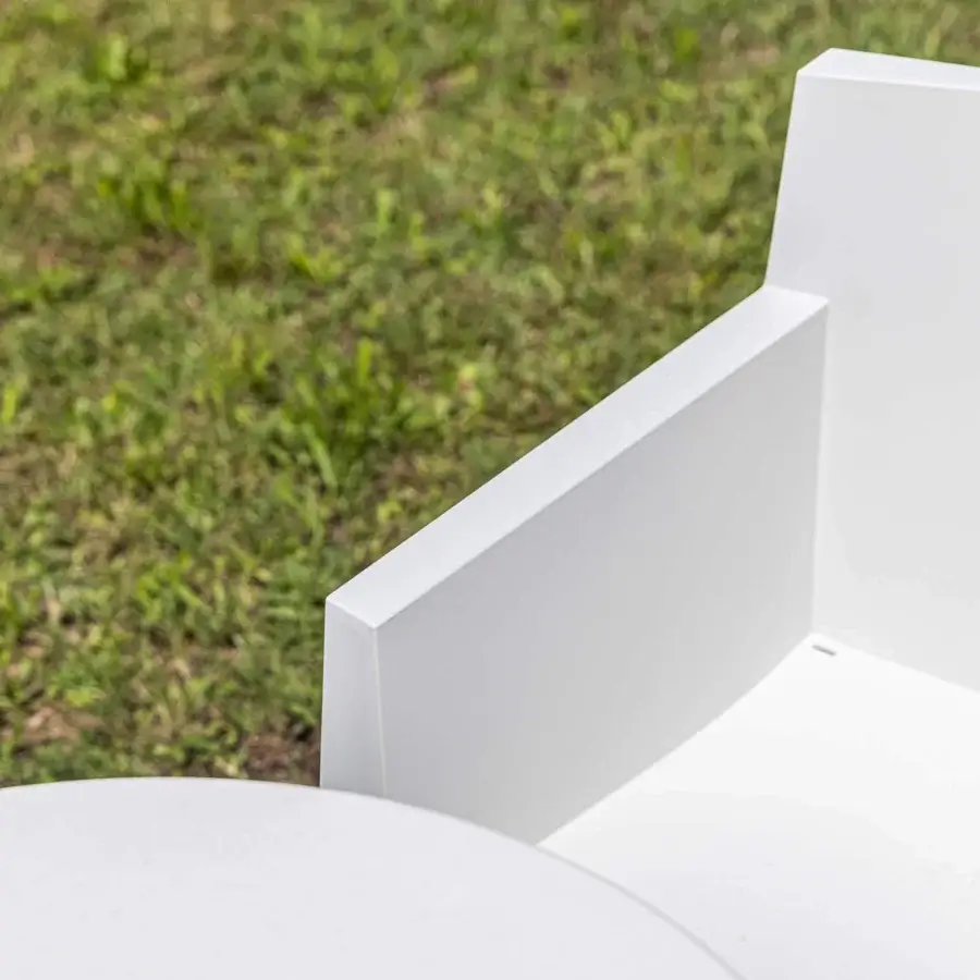 Exclusive Driade Toy armchair with a striking geometric form built in matte white polypropylene