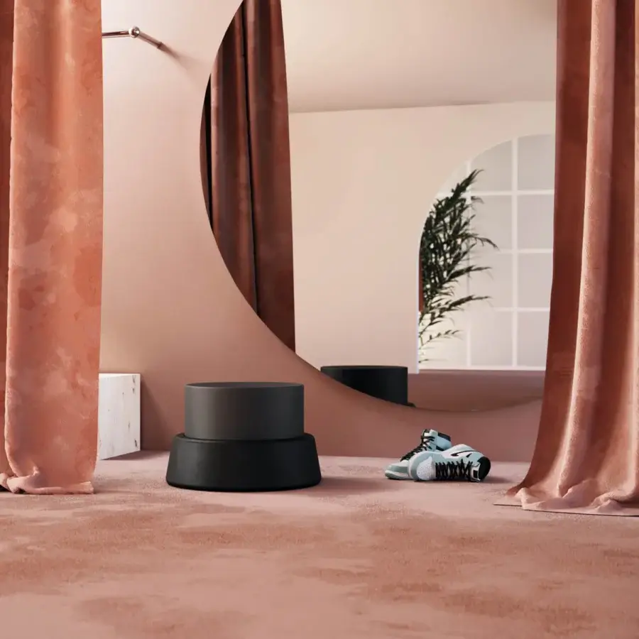 Exceptional Driade Arcad3 ottoman with soft polyurethane seat and durable polyethylene base in matte black