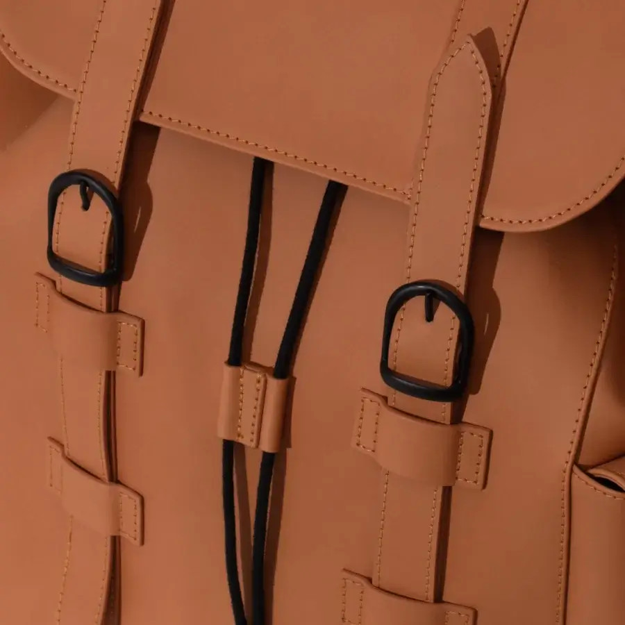 Distinguished Mascheroni Biggie backpack crafted in Italy from supple medium brown leather with a matte finish