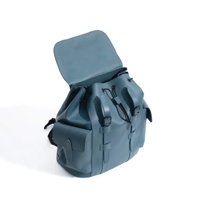 Exceptional Mascheroni Biggie backpack crafted in Italy from supple teal leather with a matte finish