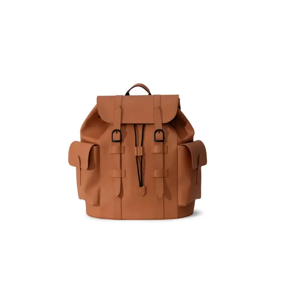 Distinguished Mascheroni Biggie backpack crafted in Italy from smooth medium brown leather with a matte finish